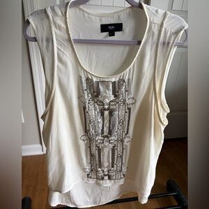 Nicole Miller Cream Sequin Blouse